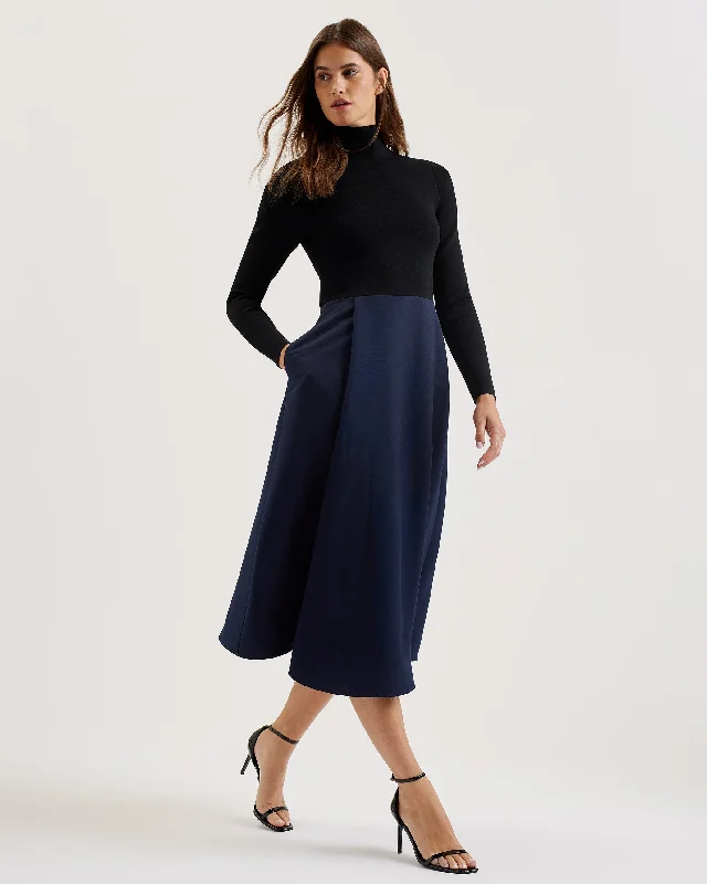 Shop and Save Chira Knit Bodice Dress With Wrap Skirt Black