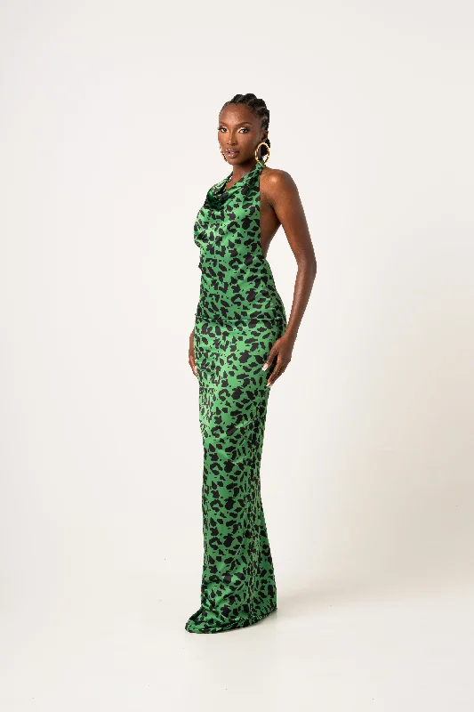 Overstock AZI SILK HALTER MAXI DRESS