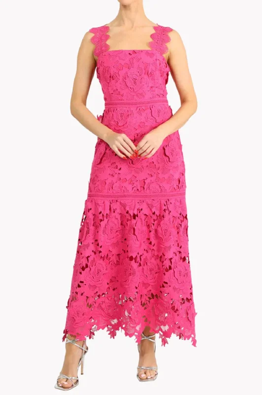 Price Blitz Karia Drop Waist 3D Lace Midi Dress