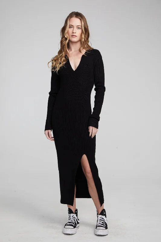 Grand Opening Sale Palm Shadow Black Midi Dress