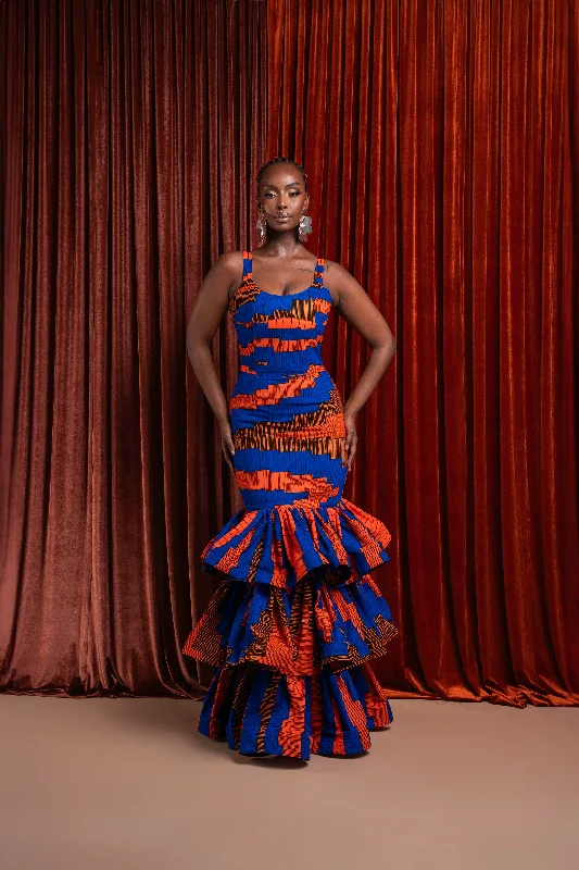 Fantastic Deals TOMIE African Print Layered Mermaid Dress
