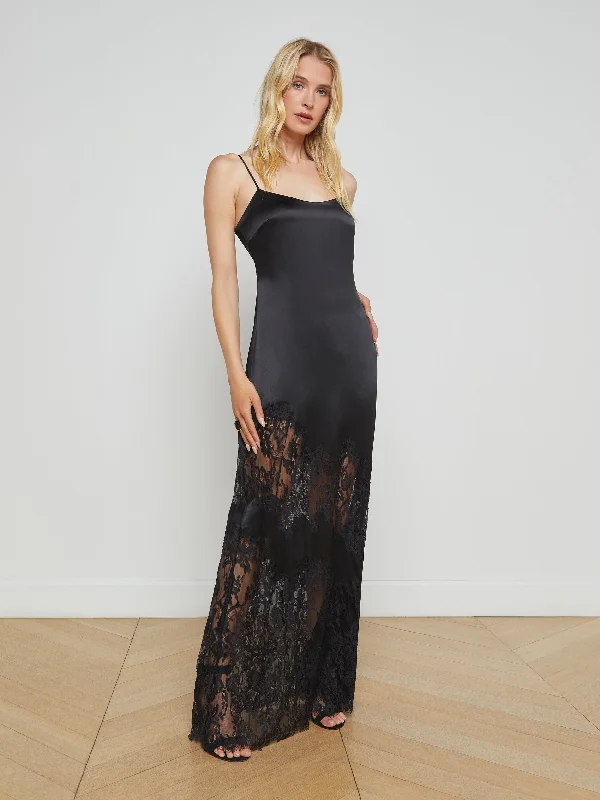 Act Now Silvana Silk Lace Gown