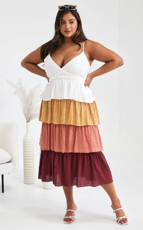 Today’s Deal Judi Dress - Wine Multi Block