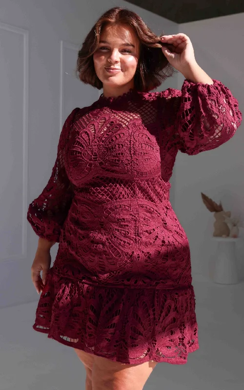 Exclusive Online Offer Raelynn Lace Dress - Wine