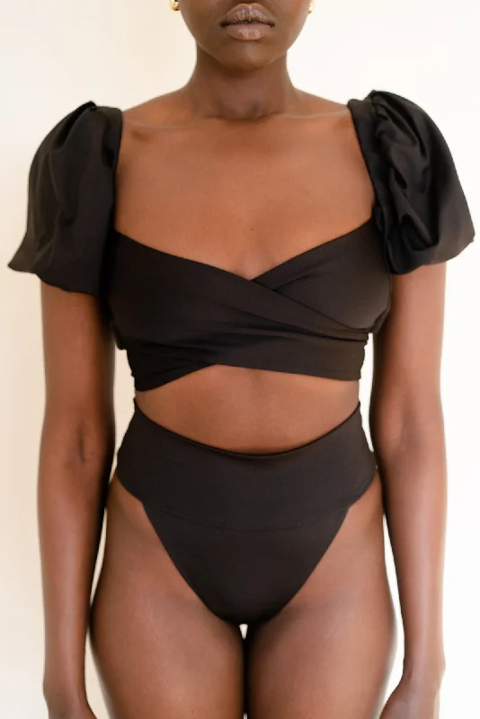 Big Discounts The 1813 Puff Shoulder Top - Matte Black