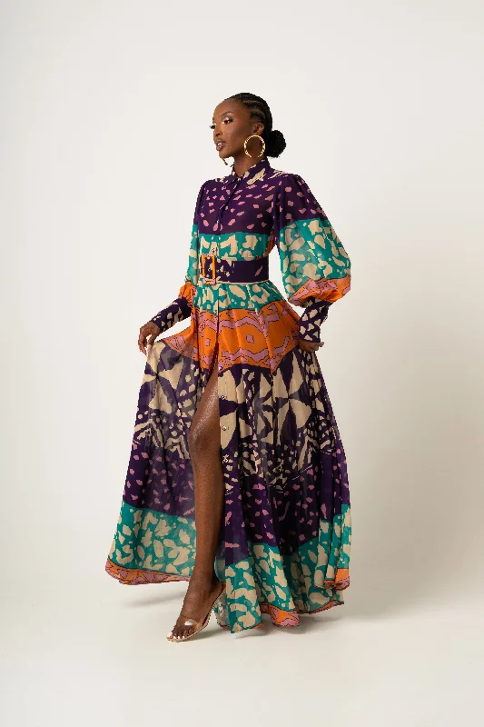 Super Sale ANU PURPLE CHIFFON MAXI SHIRT DRESS