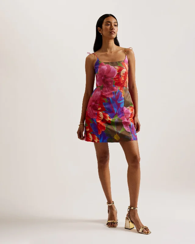 Stock Up and Save Jyneen Floral Fitted Bodice Mini Dress Multicol