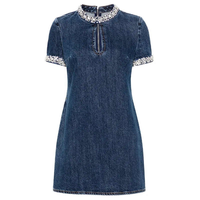 Price Drop Embellished Denim Mini Dress