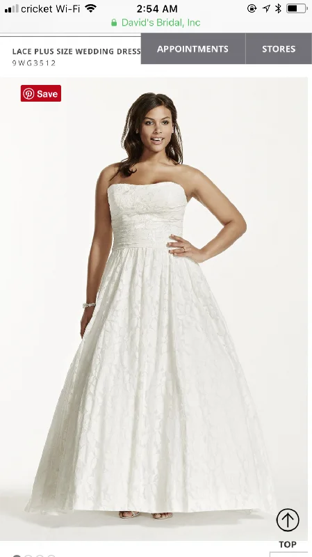 Don't Miss David's Bridal Lace Plus Size Wedding Dress with Pocket Detail