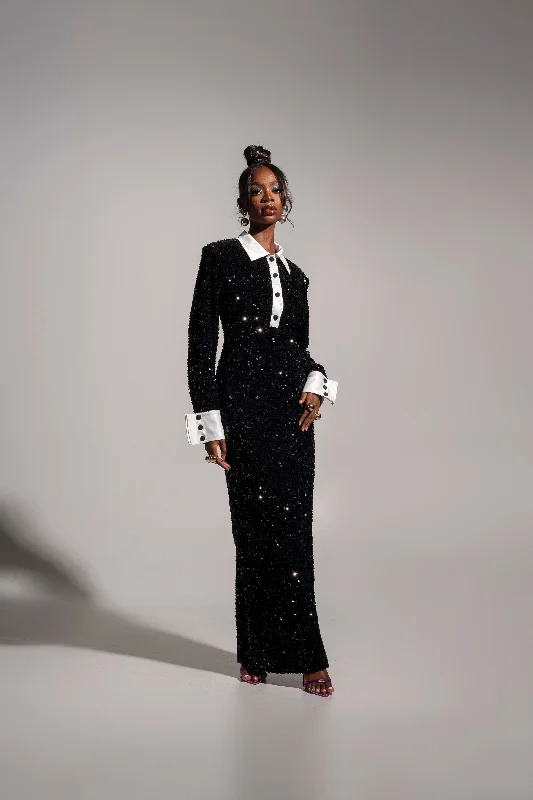 Great Bargains REI Sequin Maxi Dress in ONYX