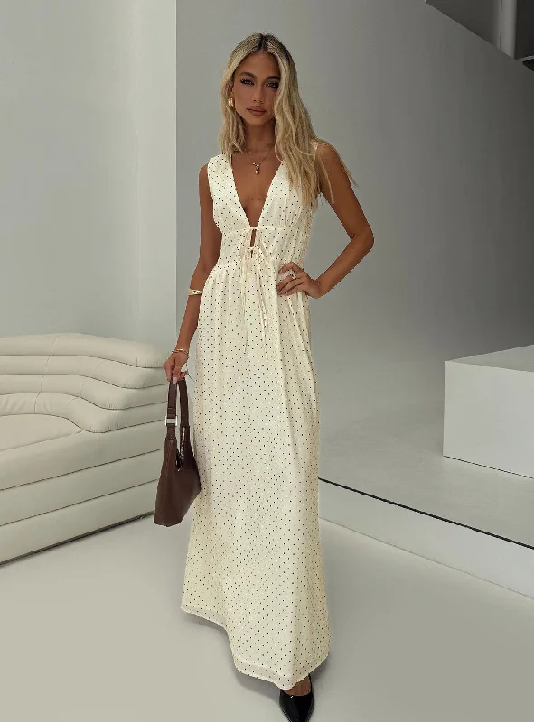 Price Drop Pokey Maxi Dress Cream / Polka Dot