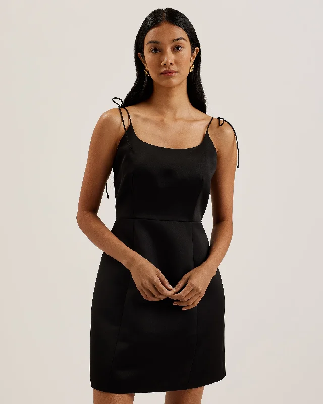 Markdowns Kavala Tie Strap Bodice Waist Mini Dress Black