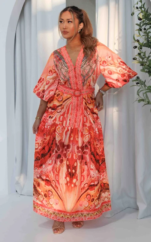 Exclusive Savings Santorini Maxi Dress - Orange Print