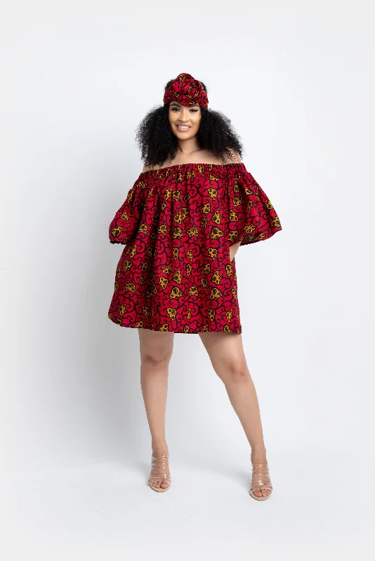 Friends and Family Sale TEJU African print Off shoulder mini dress