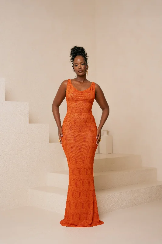 Amazing Deals IZA ORANGE COWL MAXI DRESS