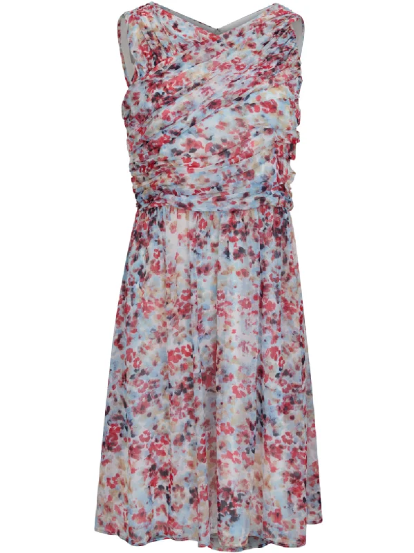 Seasonal Clearance Crinkle Chiffon Front Ruch Dress