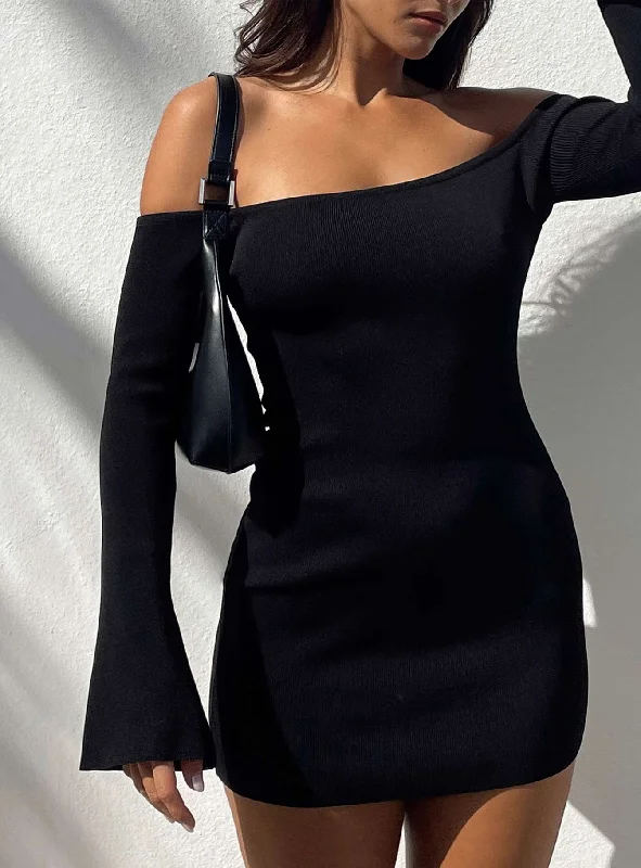 Steals and Deals Parisa Long Sleeve Mini Dress Black