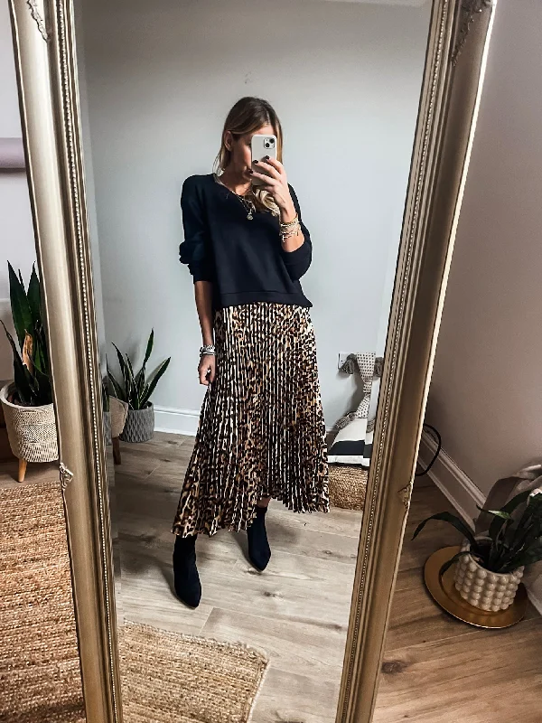 Special Discount Leopard Pleated Jumper Dress