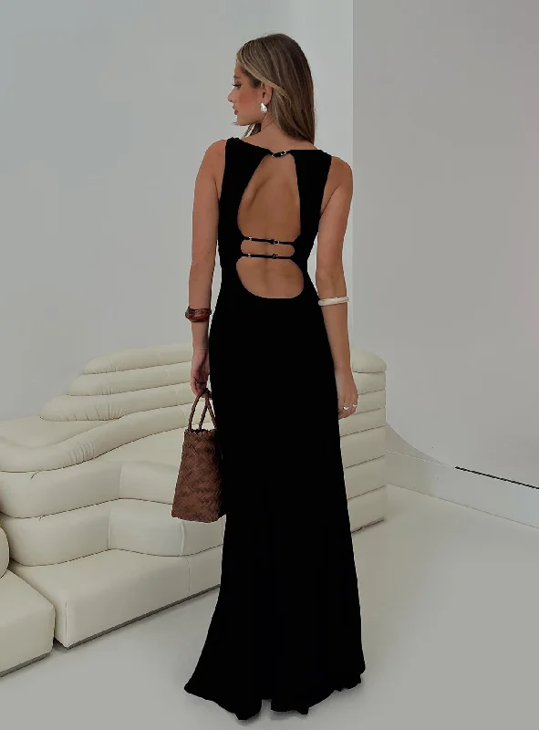 Price Rollback Ace Of Hearts Backless Maxi Dress Black
