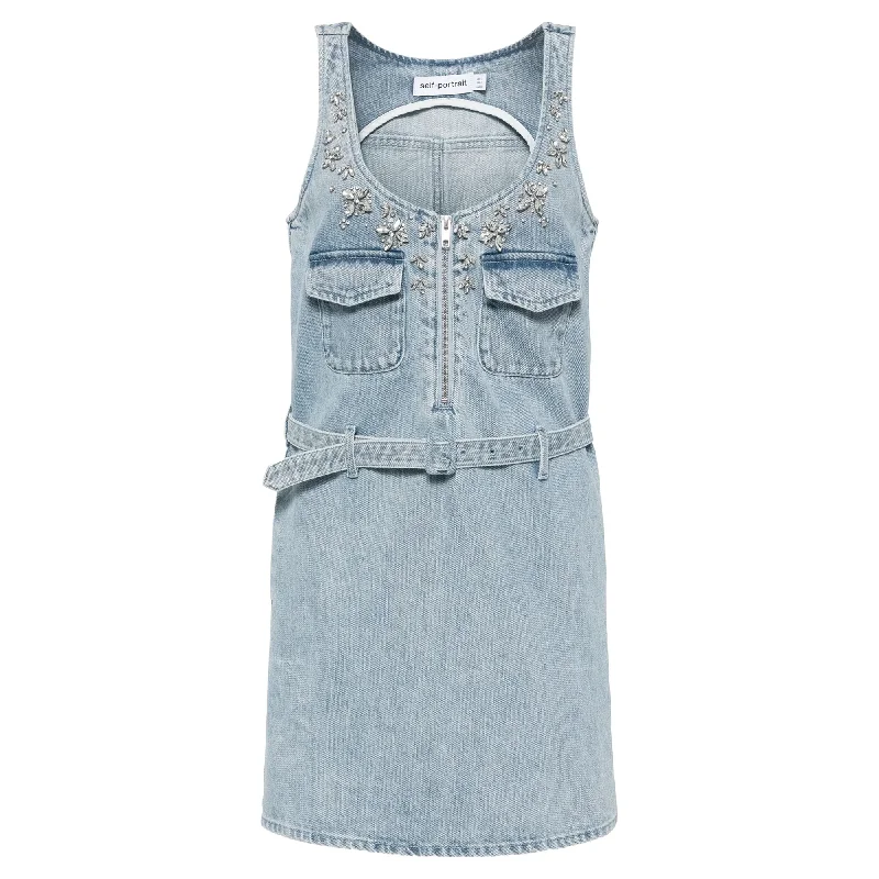 Online Only Embellished Denim Mini Dress