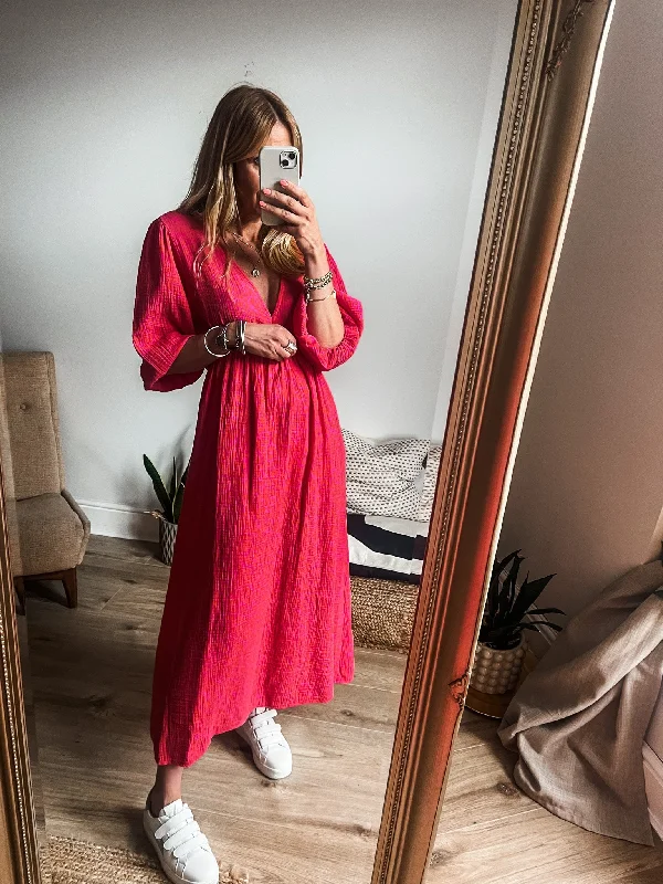 TIME-Limited Offer Tie Back Cotton Maxi Dress