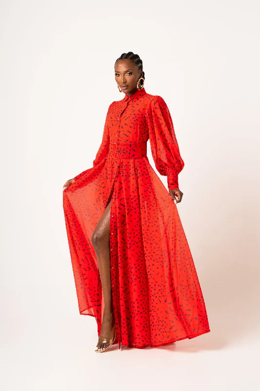 Mega Sale SAMIAH CHIFFON MAXI SHIRT DRESS