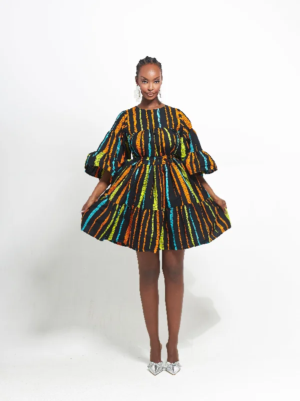 Anniversary Sale DELE African Print Tiered Mini Dress