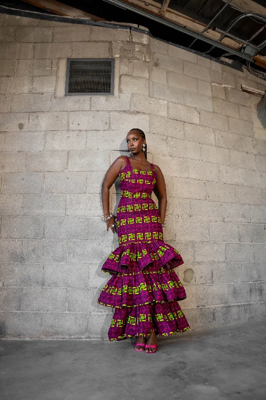 Now or Never WUNMI African Print Layered Mermaid Dress