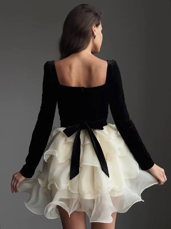 Lowest Price Stunning Black-White Contrast Dress