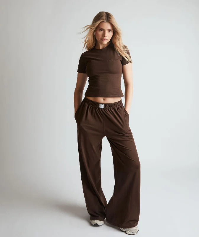 Hot Deal Soft Wide Leg Lounge Trousers - Espresso