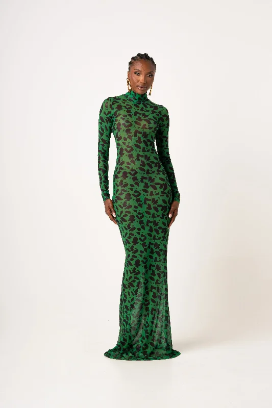 Deep Discounts AZI LONG SLEEVE MAXI MESH DRESS