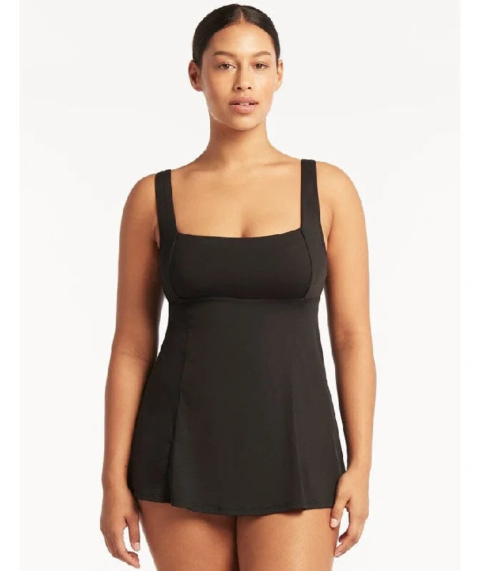 Reduced Prices Sea Level Eco Essentials Square Neck Swim Dress - Black