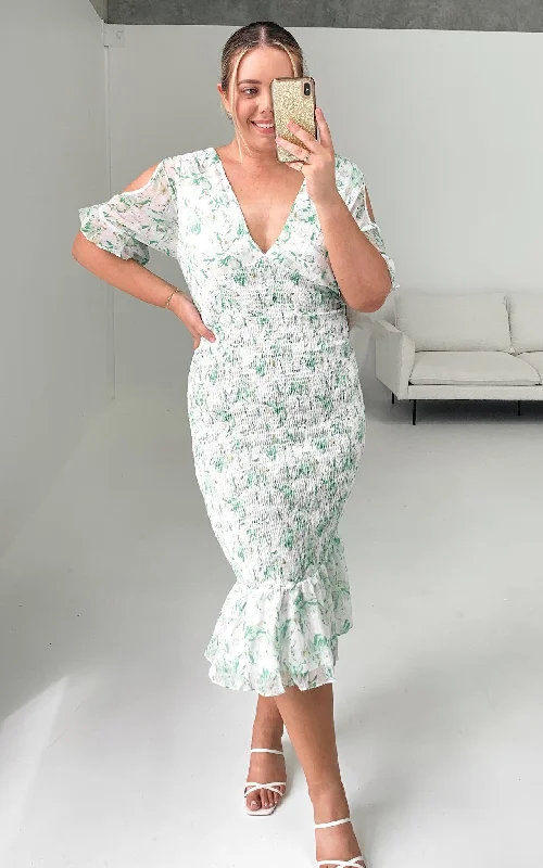 Markdown Madness Cordelia Dress - Green Yellow Floral