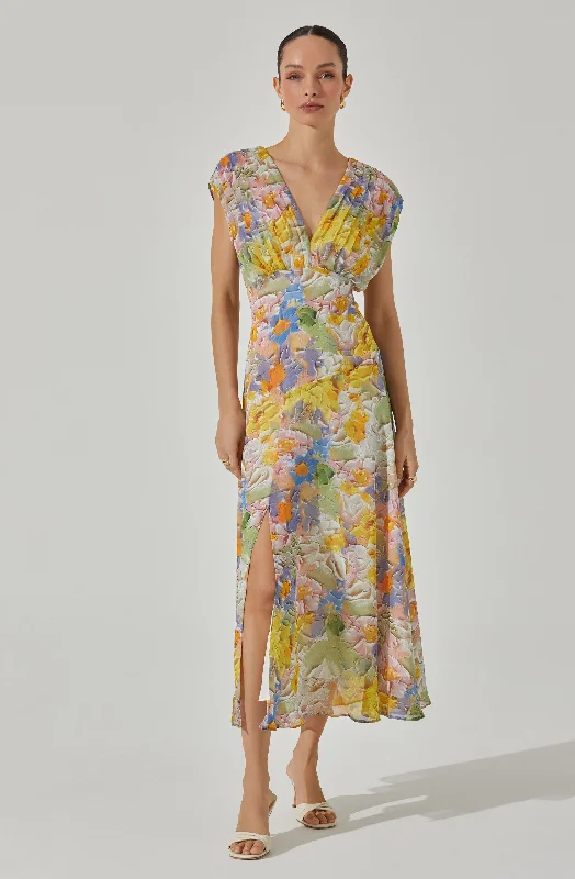 YEAR-End Sale V-Neck Pleated Midi Dress