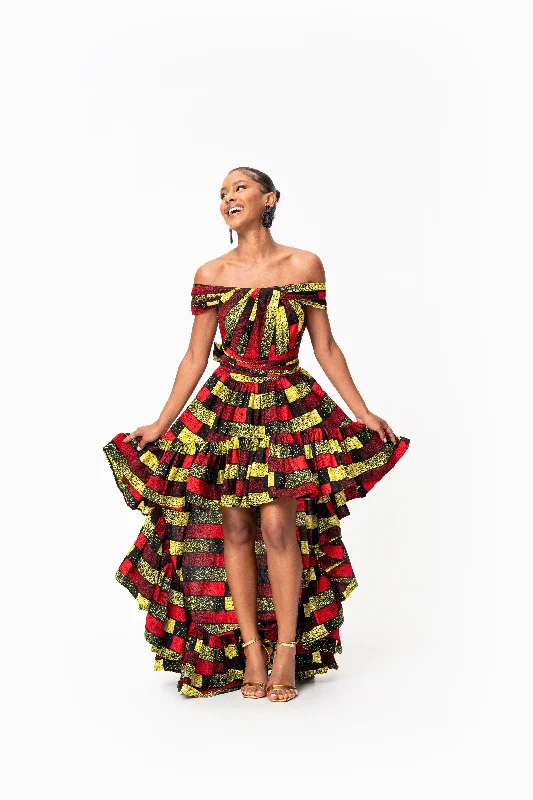 Crazy Savings NAYA African Print Hi-low Infinity Dress
