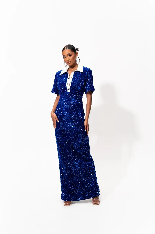 Limited Availability DAYA Sequin Maxi Dress in SAPPHIRE