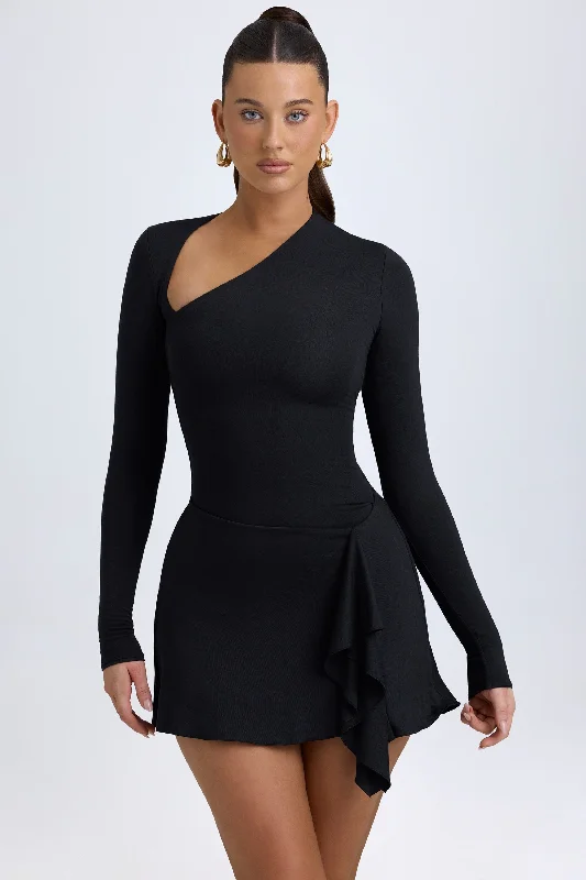 Fantastic Deals Modal Asymmetric A-Line Mini Dress in Black