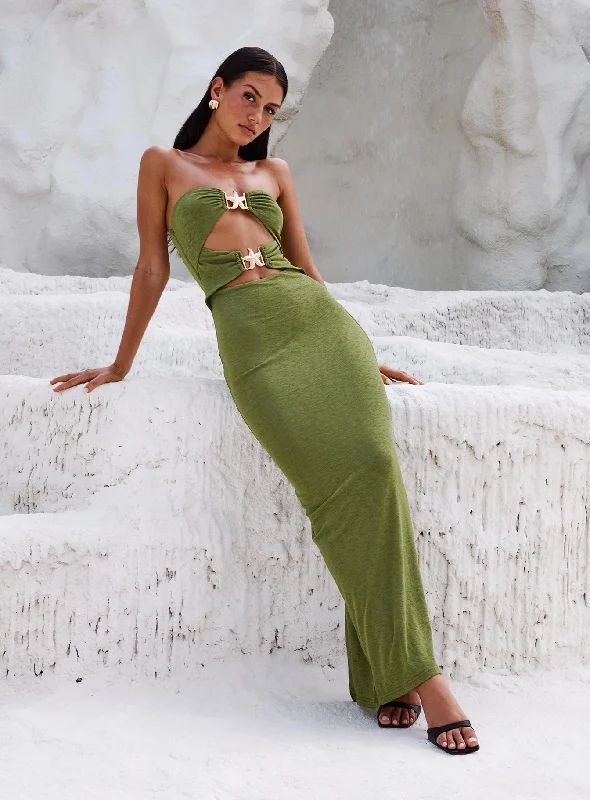 Buy Now Nika Strapless Maxi Dress Green