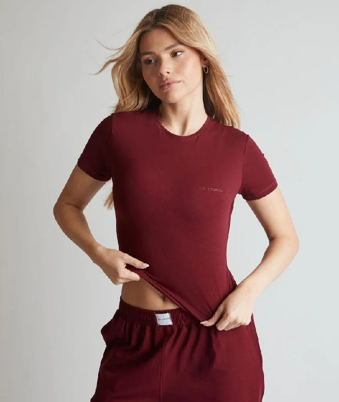 Price Cut Soft Short Sleeve Tee - Merlot