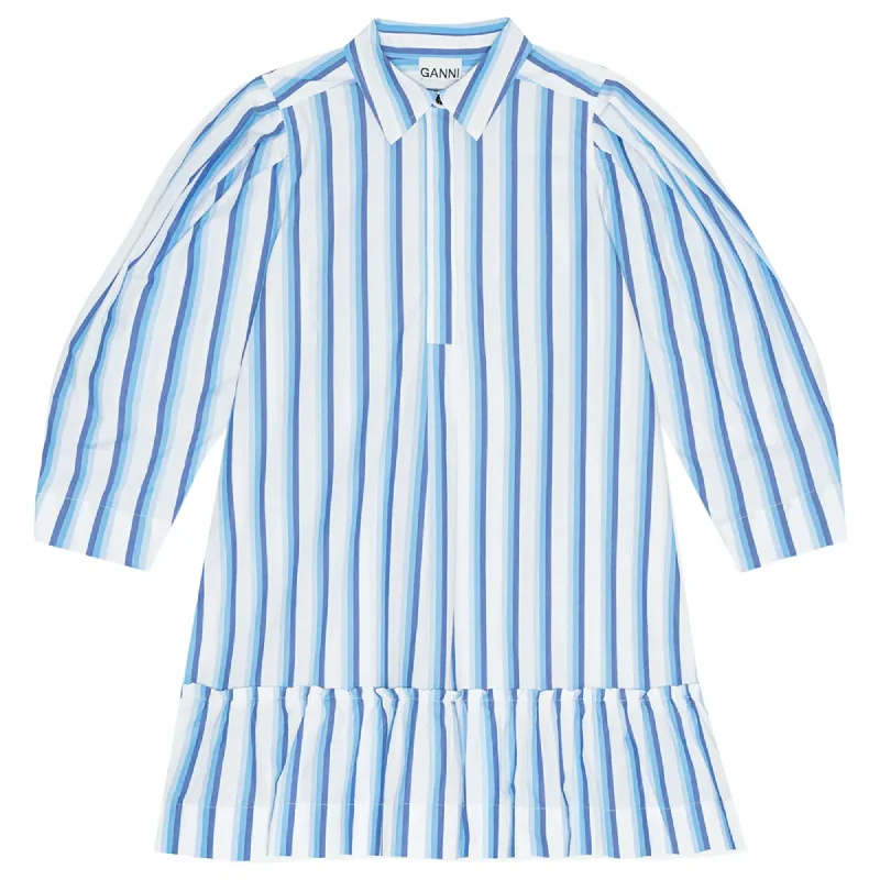 Price Reduction Stripe Cotton Mini Shirt Dress