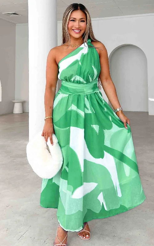 Clearance Event Addison Maxi Dress - Green White Print