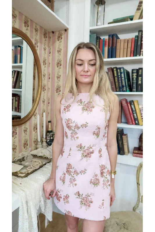Savings Event Blush Bloom Jacquard Mini Dress