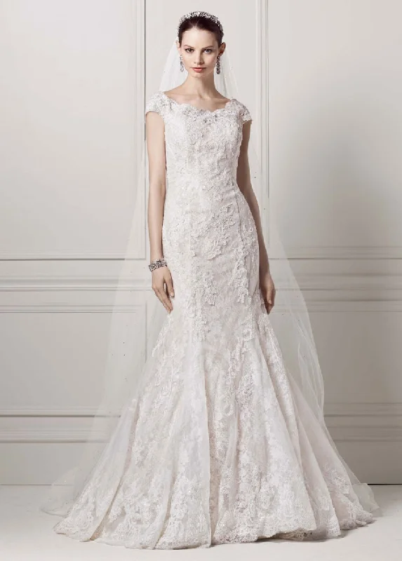 Deal Frenzy Oleg Cassini Off The Shoulder Chantilly Lace Trumpet Gown CWG53