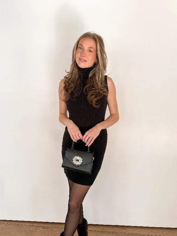 While Supplies Last Sweater Weather Mini Dress- Black