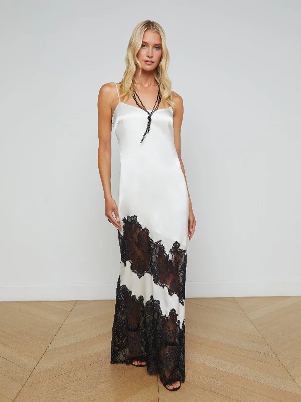 Deep Discounts Silvana Silk Lace Gown