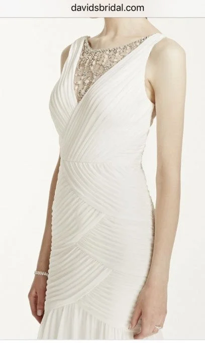 Instant Discount David's Bridal Mermaid gown with crystal beaded neckline
