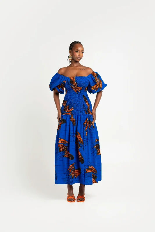 Mega Deal TORI African print smocked body maxi dress