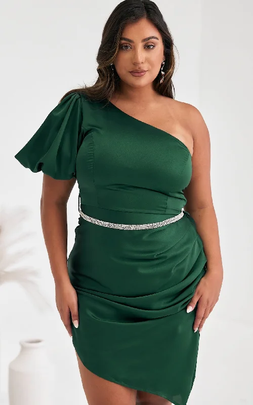 Exclusive Offers Pascal Satin Dress - Emerald