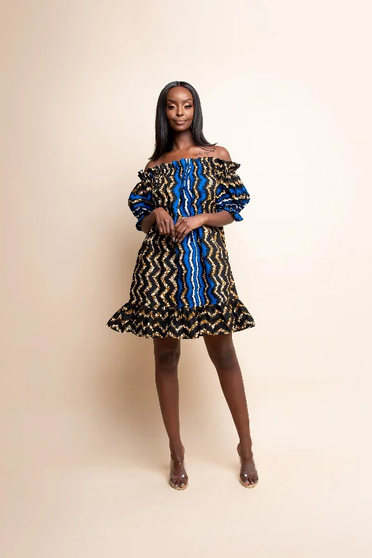 Special Buy PELUMI African print Off shoulder mini dress