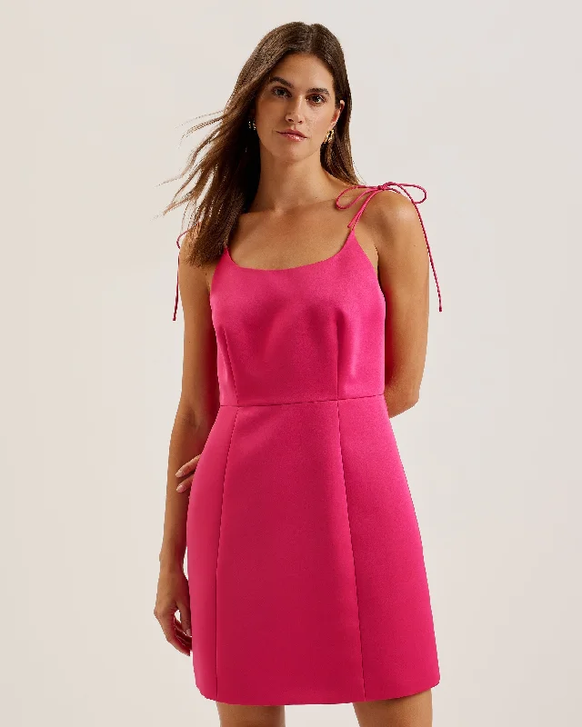 Extra Savings Kavala Tie Strap Bodice Waist Mini Dress Fuchsia